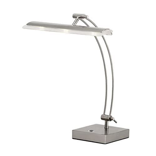 Adesso 5090-22 Esquire LED Desk Lamp, 13-19 in., 9W Full Spectrum LED, Brushed Steel, 1 Table Lamp, Gray, multi-function