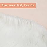 duduta White Round Faux Sheepskin Fur Rug 4x4 ft, Fluffy Shaggy Circle Rugs for Nursery Bedroom Living Room Decor, Machine Washable