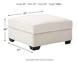 Signature Design by Ashley Cambri Reversible Table Top Square Storage Ottoman with Cup Holders, White