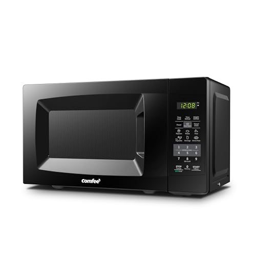 Comfee EM720CPL-PMB Countertop Microwave Oven with Sound On/Off, ECO Mode and Easy One-Touch Buttons, 0.7 Cu Ft, Black