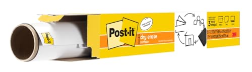 Post-it Dry Erase Whiteboard Film Surface for Walls, Doors, Tables, Chalkboards, Whiteboards, and More, Removable, Stain-Proof, Easy Installation, 3 ft x 2 ft Roll (DEF3x2)