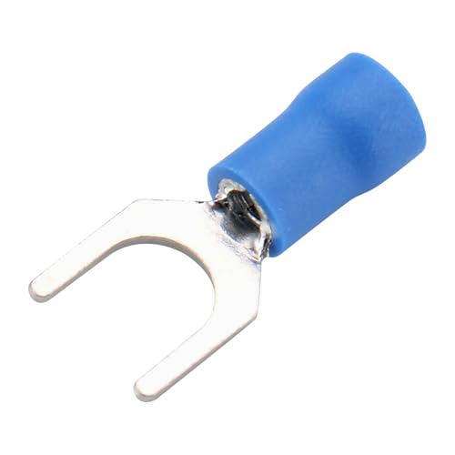 Baomain SV2-6 Fork Terminal Vinyl Insulated - Single Crimp 1.5-2.5 mm² 16-14 Wire Size #1/4'' 6.4mm Stud Size Blue (1000PCS)