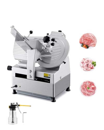 VEVOR Automatic Meat Slicer, 180W + 370W Deli Slicer with a 12 inch Premium 65Mn Blade, 0-0.3 inch Adjustable Thickness, Electric Food Slicer Machine for Meat, Vegetables, Hard Bread, and Cheese