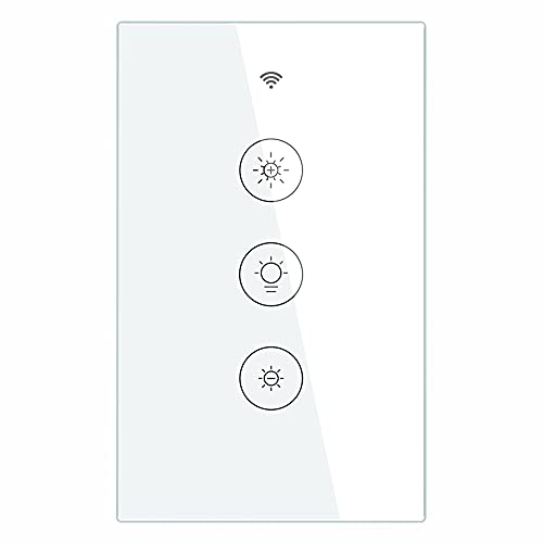 MOES WiFi RF Smart Light Dimmer Switch, Smart Life/Tuya APP Relay Status Backlight Switch Off RF Remote Control Voice Compatible with Alexa Google Assistants, White Touch