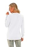 VIISHOW Women's V-Neck Button Down Knitwear Long Sleeve Soft Basic Knit Cardigan Sweater, Pure White, Medium