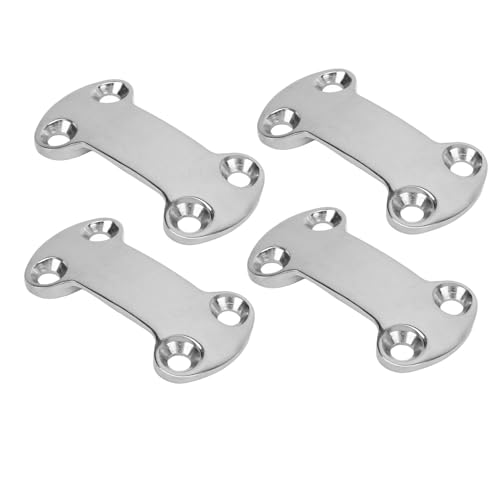 4Pcs Marine Pad Eye Plate 25mm 304 Stainless Steel Tie Down Deck Plate Belt Cam Buckle Plate 5.8mm Holes for Sailing Marine Boat Accessories