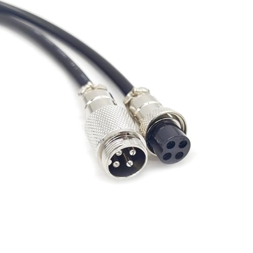 16.4 ft GX16 4 Pin Cable Male to Female Head Aviation Cordset, GX16 4 Pin Panel Mount Circular Metal Aviation Connector Adapter Female to Male 20AWG (5Meter)