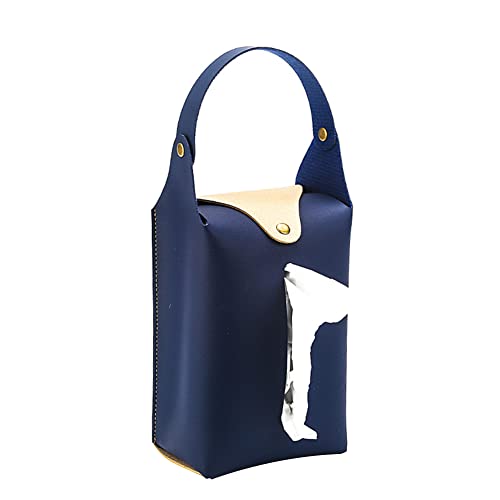 Zcargel Car Tissue Box, Automobile Leather Tissue Holder Tissue Box Holder with Handle Hanging Car Tissue Holder Headrest Tissue Box Suitable for Car Back Seat, Dashboard