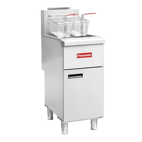 CHUMART Commercial Gas Floor Fryer with 2 Baskets, 90000 BTU Natural Gas Fryer - Only Commercial Use, Precision Temp Control, Stainless Steel Deep Fryer for Restaurants, Fast Food, Food Trucks
