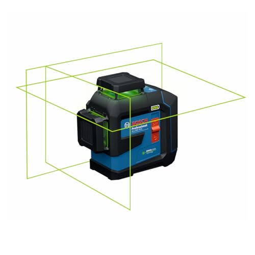 Bosch GLL300-42GL 360º Green-Beam Three-Plane Leveling and Alignment Laser, Self-Leveling, Li-Ion Battery, USB-C Charging, IP65 Rated, 100 Ft. Range
