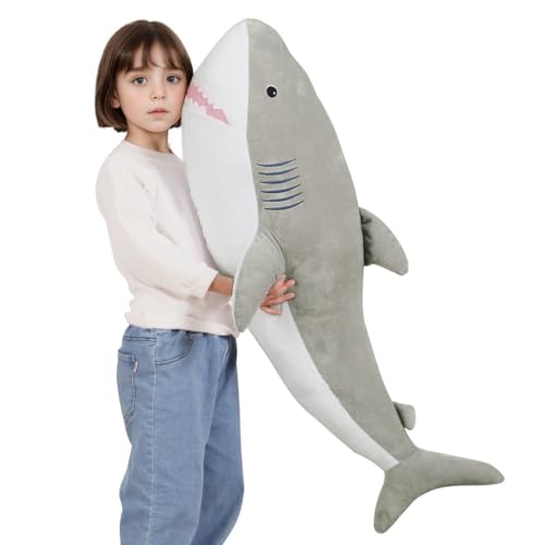 FFxiong 40 Inch Giant Shark Stuffed Animal Large Soft Body Plushies,Cute Big Shark Doll Pillow Plush Toy,Gift for Boy Girl Kids Birthday Valentines
