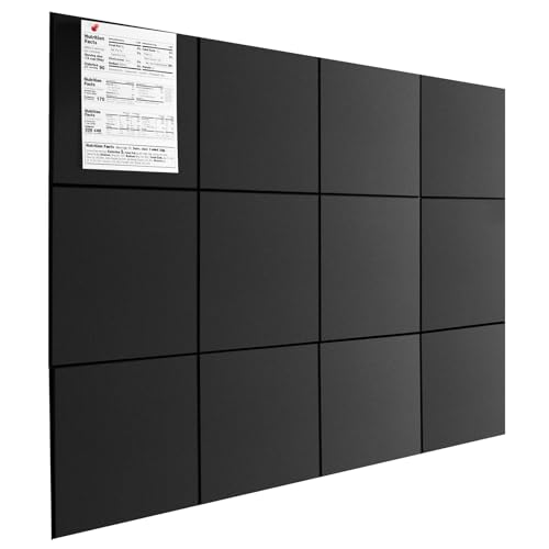Madrigal 48" x 36" Black Bulletin Board, 12 Pack Felt Cork Board for Office, Large Cork Boards for Wall, Black pin Board for Pushpin-Friendly Easy to Cut Wall Felt Notice Boards