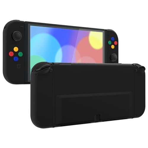eXtremeRate DIY Full Set Shell Buttons for Nintendo Switch OLED, Black Replacement Back Plate & Kickstand, Custom Housing for Nintendo Switch OLED JoyCon Controller -Controller Not Included