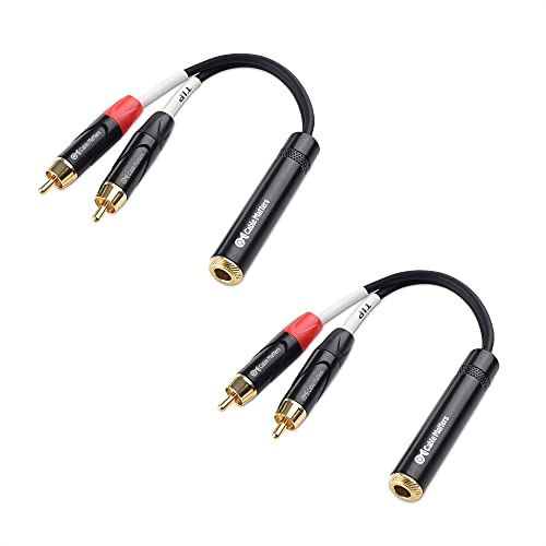 Cable Matters 2-Pack RCA to 1/4 Female Stereo Audio Splitter Cable (Dual 1/4 Inch Female to RCA Adapter) in Black - 6 Inches / 0.15 Meters