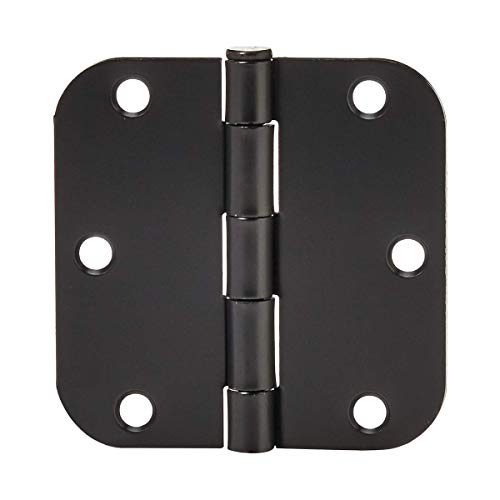 Amazon Basics Sturdy Rounded 5/8 Radius Interior Door Hinges, 3.5" x 3.5", 18 Pack, Matte Black