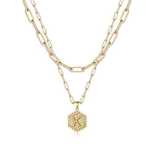 M MOOHAM Gold Necklace for Teen Girl - K Initial Necklace for Girls Gift Cute Necklaces for Teen Girl Gifts Trendy Stuff 7 8 9 10 11 12 13 14 Year Old Girls Birthday Gifts