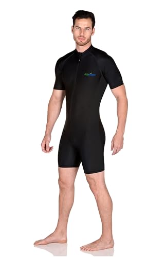 EcoStinger Men's Sunsuit One Piece Swimsuit Bodysuit Surf Suit UV Protection Swimwear UPF50+ Black (US, Alpha, Medium, Regular, Regular, Standard, Black)