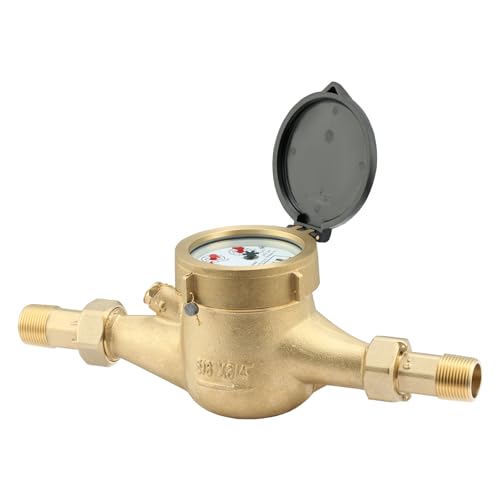 Watflow DN20 Water Meter 3/4" NPT,Gallon Water Flow Meter, Cold Water Meter with Brass for Garden or Factory, Multi-Jet Horizontal Install.(No Lead-Free)