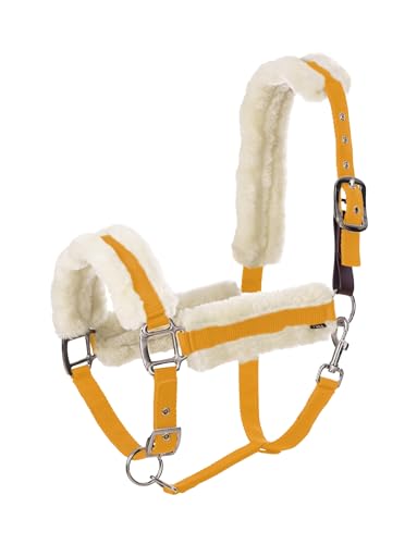 Equinavia Valkyrie Soft Ultra Fleece Padded Adjustable Breakaway Horse Halter - Golden Sunshine/White - Horse