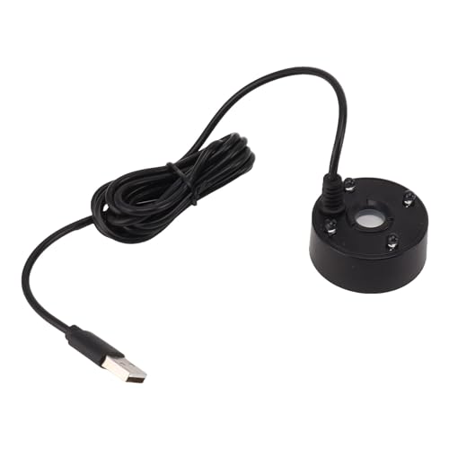 Ultrasonic Mist Maker, 5V Mini USB Fogger Water Fountain Pond Fog Machine with Colorful LED Lights, Halloween Party Decorations Fogger for Fishtank Vase (Black)