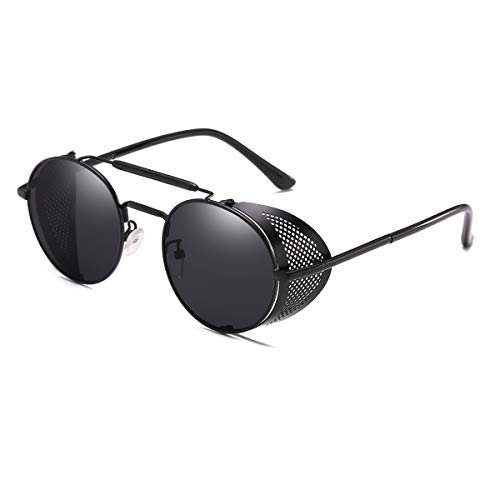 Dollger Steampunk Style Round Vintage Sunglasses Retro Eyewear UV400 Protection for Men Women