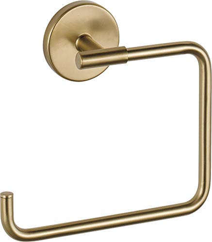 Delta Trinsic (1-Pack) Hand Towel Holder Champagne Bronze Towel Racks for Bathroom Wall Square Towel Ring Holder for Bath Towel Hanger for Kitchen, Bathroom Accessories 759460-CZ