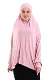 ihvan online, Women Muslim Hijab Cover, Islamic Dress Scarf, Long Salah Clothes. Prayer Hijab for Women, Pink Sleeve