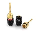 Deadbolt Flex Pin Banana Plugs for Spring Loaded Speaker Terminals, 6 Pairs Gold Plated Plugs