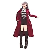 niannyyhouse 1/3 1/4 1/6 BJD Dolls Clothes Burgundy Overcoat Striped T-Shirt Leather Shorts Socks Ball Jointed Dolls Accessories Dress Up Gift (1/4BJD)