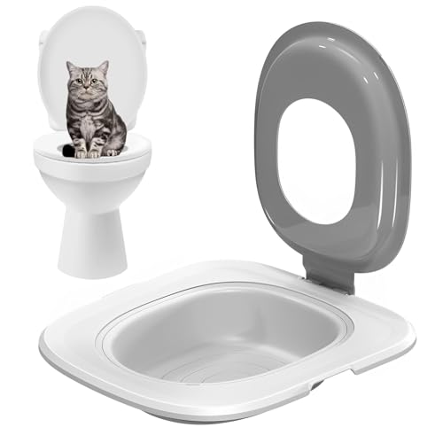 Universal Reusable Cat Toilet Trainer Kit - Detachable Design for Easy Cleaning | Home Pet Care Potty Training System with Litter Box Compatibility (Grey)