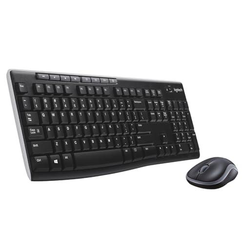 Logitech MK270 Wireless Keyboard and Mouse Combo for Windows, 2.4 GHz, 8 Multimedia Keys, PC, Laptop, Wireless Keyboard Compact Mouse Combo - Black