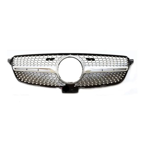 Car Front Bumper Grille Diamond Style Racing Grill Compatible For Mercedes-Benz W166 GLE Class GLE350 GLE400 GLE500 2016 2017 2018 2019(Silver withoutcamera)