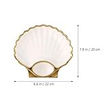 DOITOOL 3PCS Ceramic Sushi Plate with Sauce Compartment, Seashell Shaped Japanese Sushi Serving Plate with Sauce Holder for Sushi, Dumpling, Snack for Home and Kitchen (White)