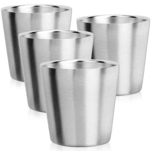 Beasea Stainless Steel Cups 6 oz, 4 Pack Small Stainless Steel Tumbler Bulk Stackable Insulated Mini Cups for Drinking Double Wall Metal Glasses Tin Cups for Home Restaurant Office Party Camping