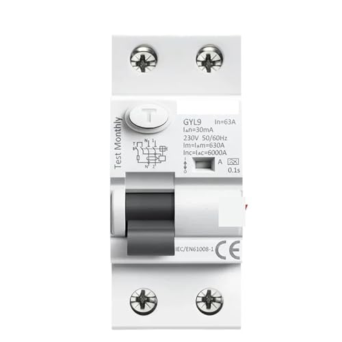 CUZRSIEYI Type A RCD Electromagnetic Residual Current Circuit Breaker AC ELCB 2 Pole 40A 63A 30mA 100mA 300mA RCCB 1Pcs(30mA,2P 63A)