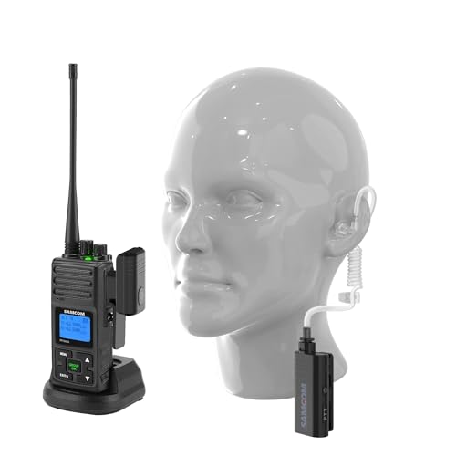 SAMCOM Wireless Bluetooth Headset with Clear Acoustic Tube Earpiece and 2 Pin Dongle, BTEAR01 Long Battery Life 10 Hourse Wireless Surveillance Earpiece with PTT Microphone Speaker for 2 Pin Radio