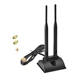 Eightwood 2.4GHz 5GHz Dual Band WiFi Antenna RP-SMA Male Connector with SMA Male to RP-SMA Female Adapter (2-Pack) for PCI-E WiFi Network Card USB WiFi Adapter Wireless Router