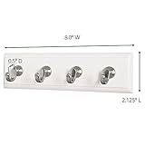 Command Key Rail, Holds up to 2 lb, 8-inch Rail with 4 Key Hooks and 6 Command Strips, Quartz, Removable Key Hooks for Entryway or Hallway, Hang Keys, Hats, Dog Leashes, and Accessories