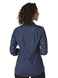 Wrangler Women's Retro Long Sleeve Western Snap Shirt, Dark Denim, X-Large