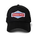 Happy Dad Hats for Men and Women, Available in Trucker Hat, 6 Panel Snapback Hat or Baseball Cap, Holiday & Birthday Gifts Black