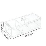 Square Qtip Holder Dispenser, 3 Compartments Cotton Ball Holder, Bathroom Canisters for Cotton Swab, Ball, Cotton Pad Organizer, Clear Acrylic Containers with Lid for Bathroom Vanity Countertop