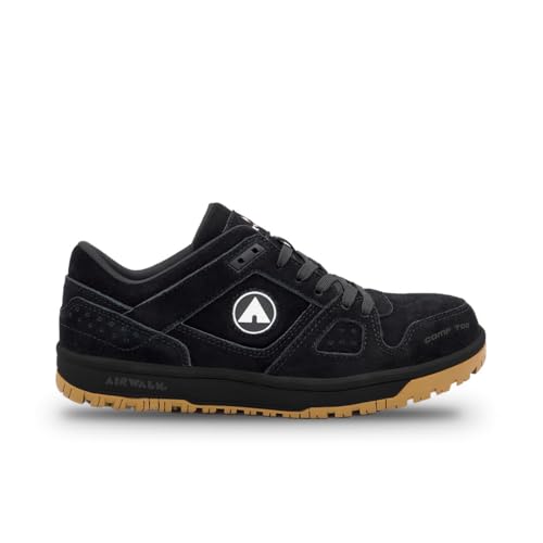 Airwalk Mongo Low Top Composite Toe Men’s Industrial Work Shoes, Black/Gum, Size 10.5, Medium, Comfortable & Light Work Shoes for Men, Electric Hazard, Slip Resistant