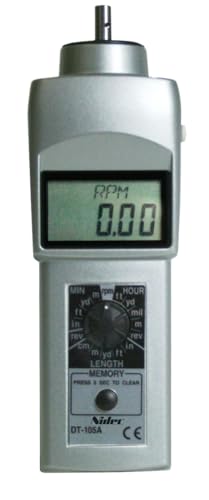 Shimpo DT-105A Handheld Tachometer with 6" Wheel, LCD Display, 0.10 - 25000rpm Range