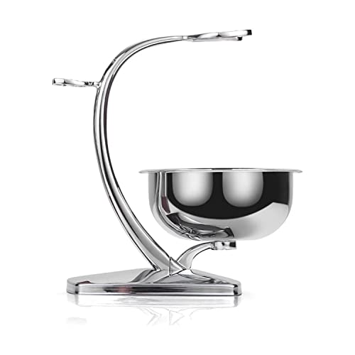 GRUTTI Magnetic Shaving Stand with Bowl – Stainless Steel Razor & Brush Holder, Chrome Alloy Base – Perfect for Men, Dad, Husband (Father's Day, Birthday)