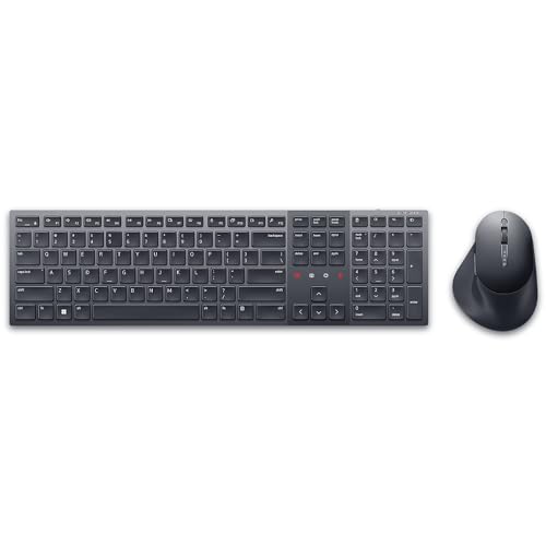 Dell KM900 Premier Collaboration Keyboard and Mouse - Zoom Touch Controls, Backlight Keyboard, Bluetooth 5.1, Radio Frequency 2.4GHz - Black