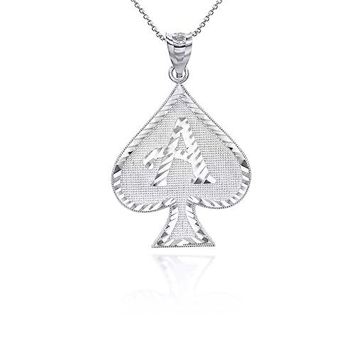 Fine .925 Sterling Silver Ace of Spades Charm Pendant Necklace (16")