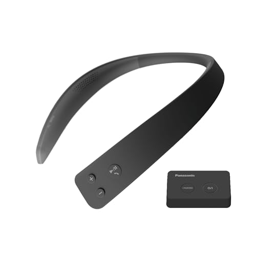Panasonic WN10 Wireless Wearable TV Neck Speaker with Easy Set Up, Bluetooth, Connect to Two Devices, Built-in Microphone for Hands-Free Calling, Splashproof with IPX4 - SC-WN10PP-K