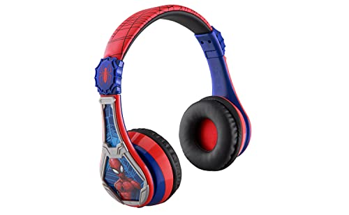 eKids Spiderman Wireless Bluetooth Portable Headphones with Microphone, Volume Reduced to Protect Hearing Rechargeable Battery, Adjustable Kids Headband for School Home or Travel