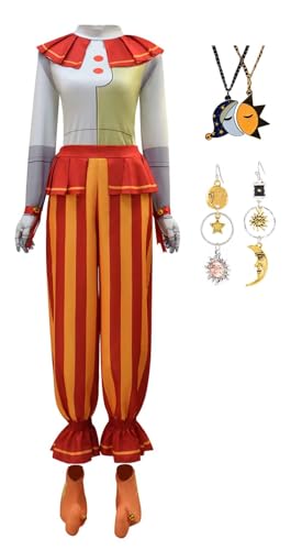 Iotixedo Womens Sundrop and Moondrop Costume with Necklace Earrings Circus Stage Uniform Suit for Halloween (Red, X-Small)