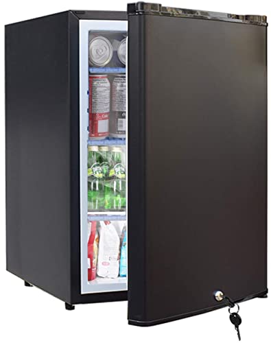 SMETA 12V RV Refrigerator 1.7 Cu.Ft Mini Camper Fridge with Lock and Key AC/DC 110V/12v Quiet Absorption Compact Refrigerator for RV Semi Truck Patio Car with Reversible Door Beverage Cooler, Black